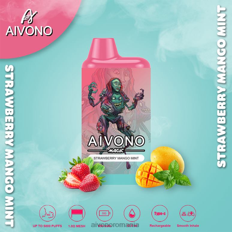 Aivono AIM MAGIC 5800 țigară cutie de gură căpșuni mango mentă - BNV0897 Aivono Romania