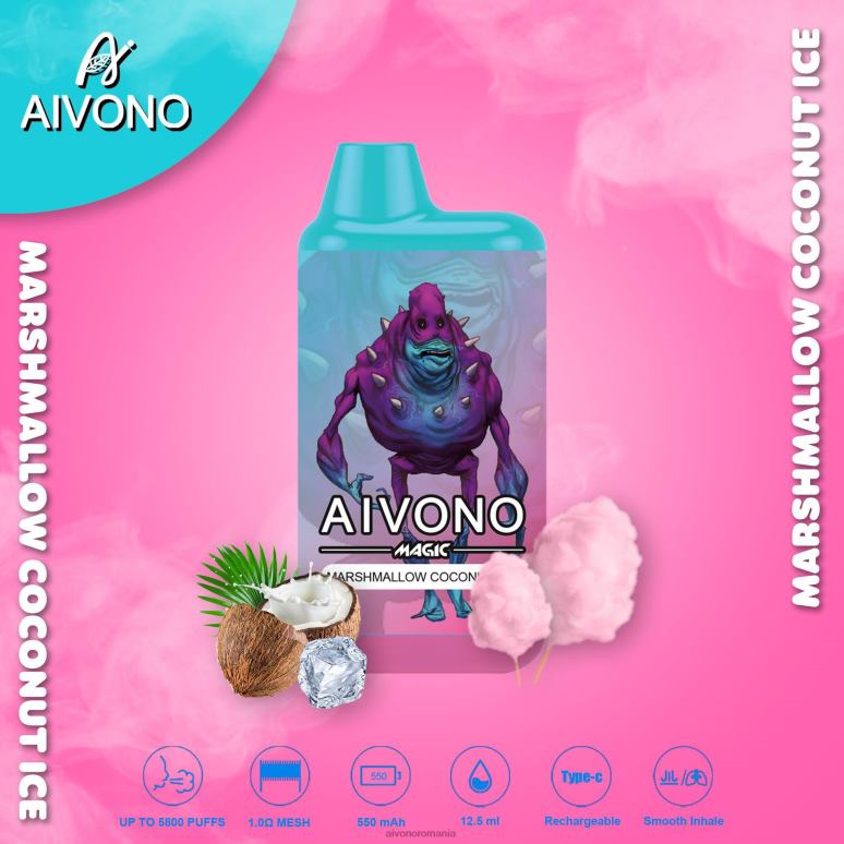 Aivono AIM MAGIC 5800 țigară cutie de gură gheață de nucă de cocos marshmallow - BNV0895 Aivono Romania