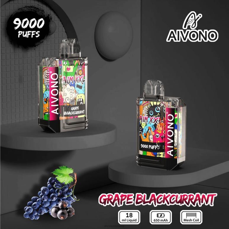 Aivono AIM XXL 9000 autocolant gura transparent coacaze negre de struguri - BNV0856 Aivono Vape