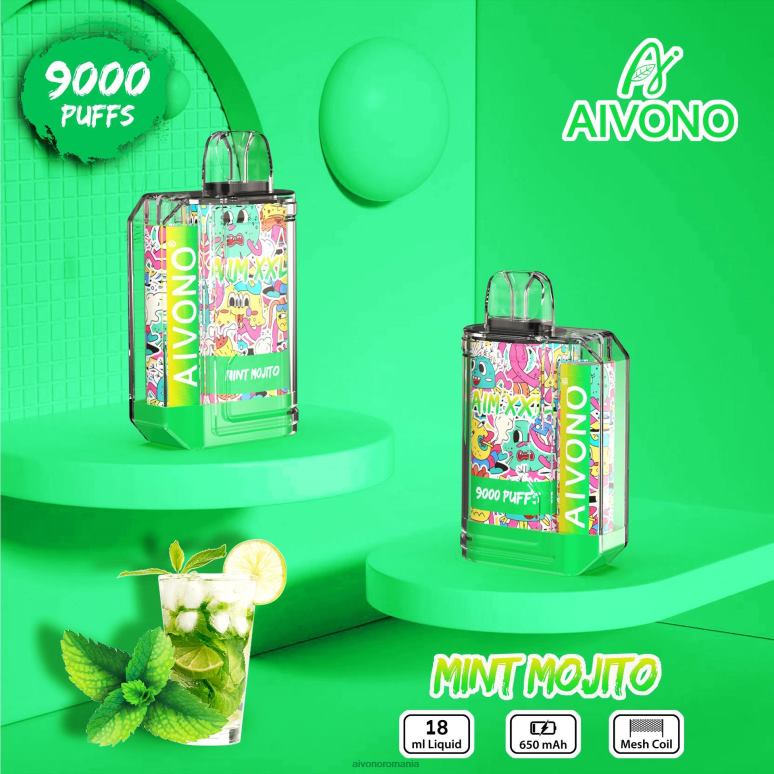 Aivono AIM XXL 9000 autocolant gura transparent mojito cu mentă - BNV0855 Aivono Romania