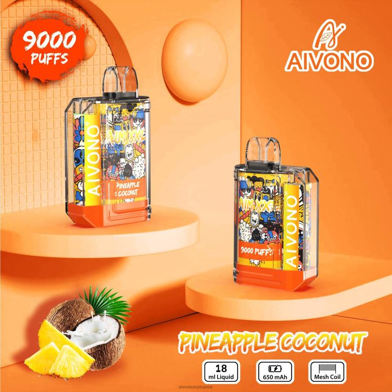 Aivono AIM XXL 9000 autocolant gura transparent nucă de cocos de ananas - BNV0852 Aivono Vape
