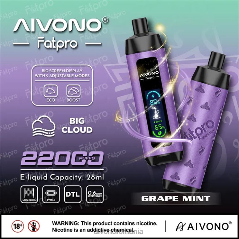 Aivono Fatpro 22000 menta de struguri - BNV082 Aivono Vape