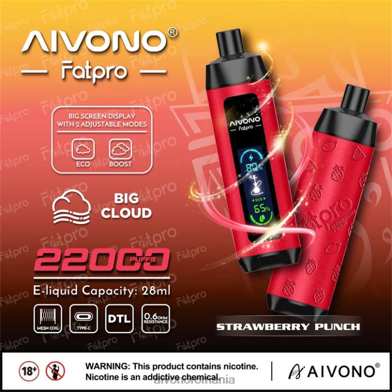 Aivono Fatpro 22000 punch de căpșuni - BNV088 Aivono Vape